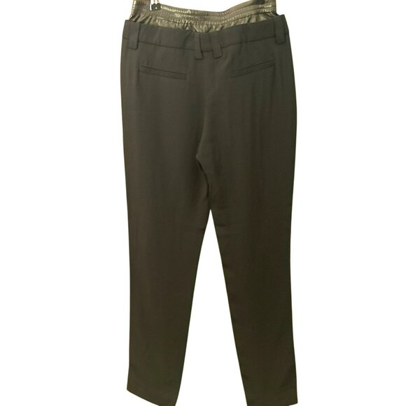 A.L.C Black Double Waist Trouser Pants Size 2 Leather Elastic Waist Quiet Luxury - Picture 4 of 7